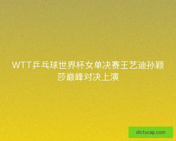 WTT乒乓球世界杯女单决赛王艺迪孙颖莎巅峰对决上演