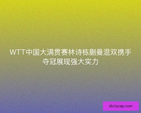 WTT中国大满贯赛林诗栋蒯曼混双携手夺冠展现强大实力